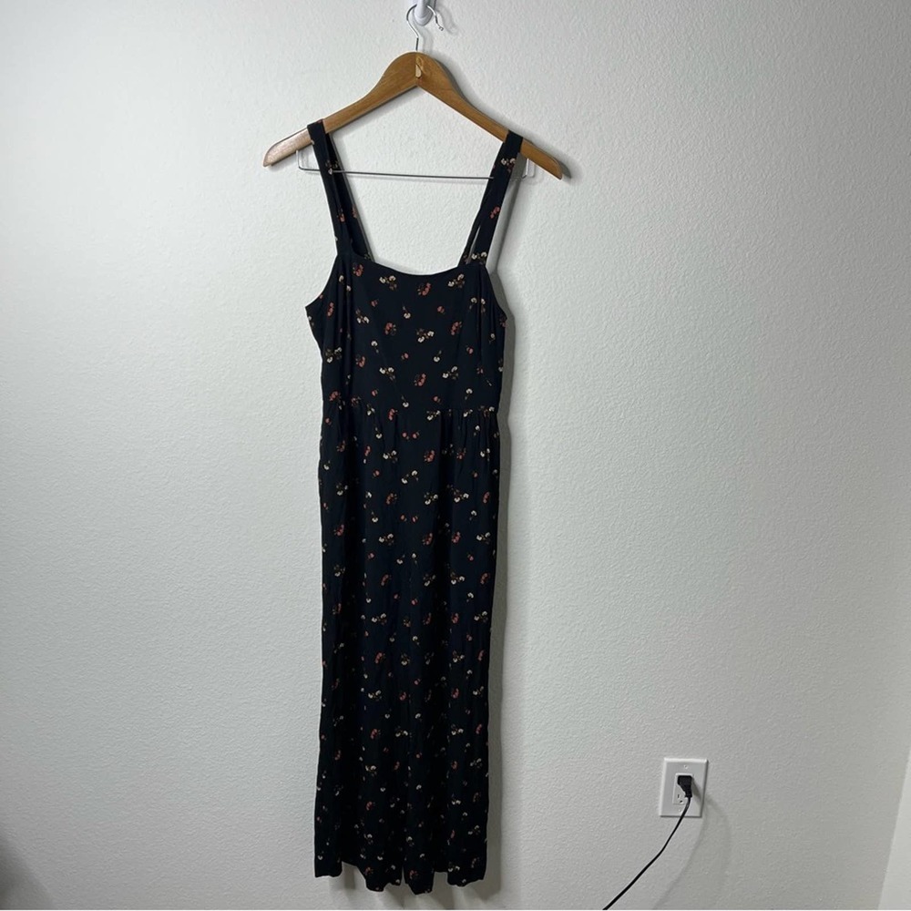 Madewell Black Floral Smocked Jumpsuit Womens Size 0 - Picture 4 of 10